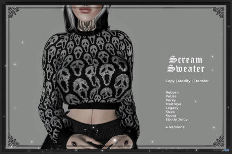 Scream Sweater December 2022 Group Gift by Psycho Barbie | Teleport Hub - Second Life Freebies | Second Life Freebies | Scoop.it