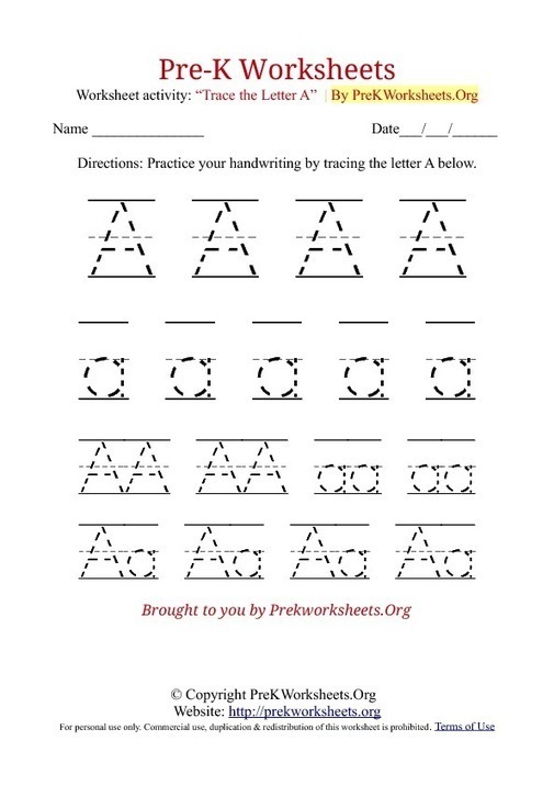 PreK Worksheets Alphabet Tracing  Pre K Works...