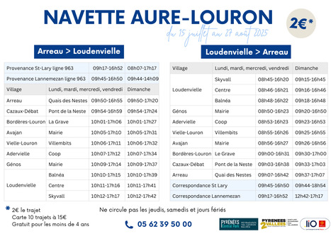 Horaire des navettes de bus en Louron du 15 juillet au 27 août | Vallées d'Aure & Louron - Pyrénées | Scoop.it
