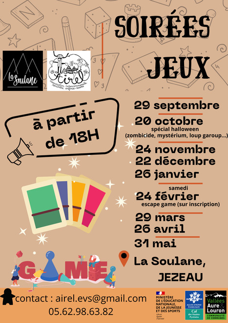 Soirées Jeux de Société - proposées par l'AIREL-Espace de Vie Sociale à La Soulane, Jézeau dès 18h le vendredi 29 septembre | Vallées d'Aure & Louron - Pyrénées | Scoop.it