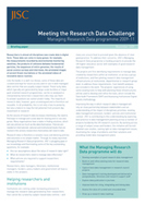 Managing Research Data (JISCMRD) : JISC | Big Data + Libraries | Scoop.it