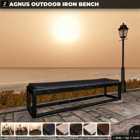 New Release: Agnus Outdoor Iron Bench by [satus Inc] | Teleport Hub - Second Life New Releases | Second Life Freebies | Scoop.it