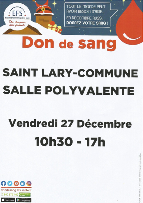 Le 27 décembre donnez votre sang à Saint-Lary Soulan ! | Vallées d'Aure & Louron - Pyrénées | Scoop.it