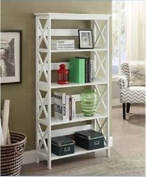 Bookshelf White Vertical Wall Home Storage Solu