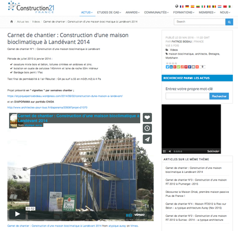 "Carnet de chantier : Construction d’une maison bioclimatique à Landévant (2014) a.typique Patrice BIDEAU "-Construction21 | Architecture, maisons bois & bioclimatiques | Scoop.it