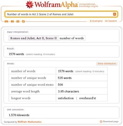 To Compute or Not to Compute—Wolfram|Alpha Analyzes Shakespeare’s Plays | Eclectic Technology | Scoop.it