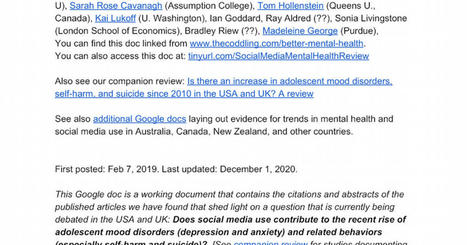 Social Media Use and Mental Health: A Review // Haidt & Twenge, 2019)  | Screen Time, Tech Safety & Harm Prevention Research | Scoop.it