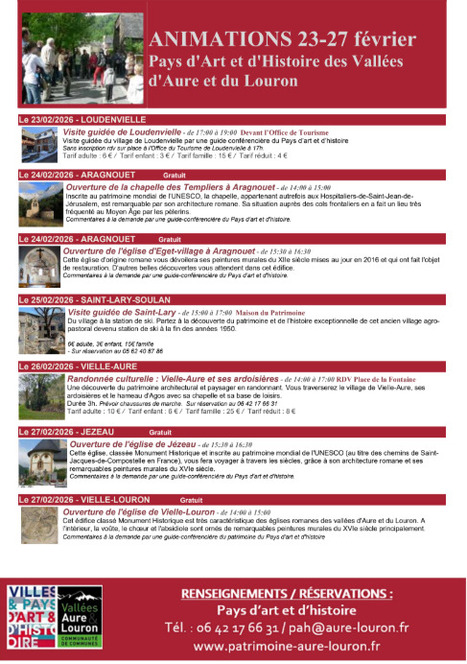 Animations du Pays d'art et d'histoire des vall&eacute;es d'Aure et du Louron du 23 au 27 f&eacute;vrier | Vall&eacute;es d'Aure & Louron - Pyr&eacute;n&eacute;es | Scoop.it