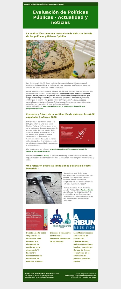 Boletín nº85 de Evaluación de Políticas Públicas. Actualidad y noticias | Evaluación de Políticas Públicas - Actualidad y noticias | Scoop.it