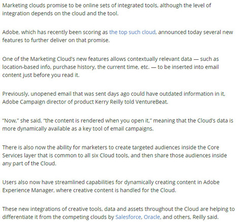 Adobe unveils new features to tie its Marketing Cloud closer together - VentureBeat | The MarTech Digest | Scoop.it