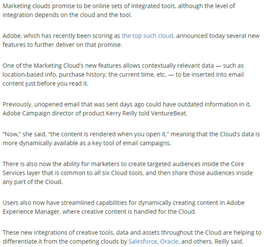 Adobe unveils new features to tie its Marketing Cloud closer together - VentureBeat | The MarTech Digest | Scoop.it