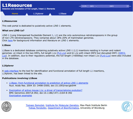 L1Resources - Database for Full-Length, Intact L1 Elements | bioinformatics-databases | Scoop.it