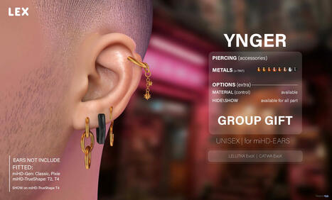 Ynge Ears & Piercings June 2025 Group Gift by LEX | Teleport Hub - Second Life Freebies | Second Life Freebies | Scoop.it