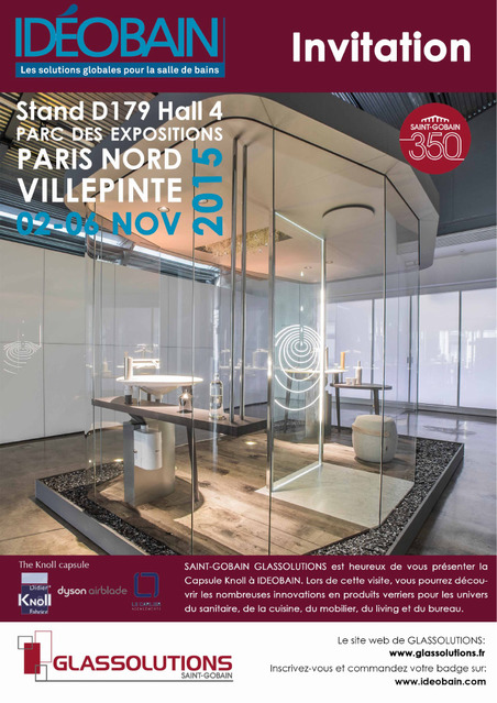 Saint-Gobain Glassolutions will be present at IDEOBAIN Paris 2-6 November, closed to Batimat | Saint-Gobain Brands life | Scoop.it