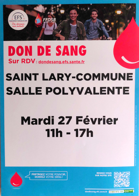 Donnez votre sang le 27 février à Saint-Lary Soulan | Vallées d'Aure & Louron - Pyrénées | Scoop.it