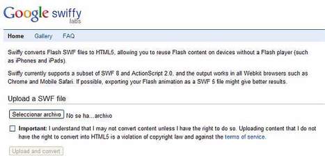 Swiffy – nueva herramienta de Google para convertir contenidos flash en HTML5 | Recull diari | Scoop.it