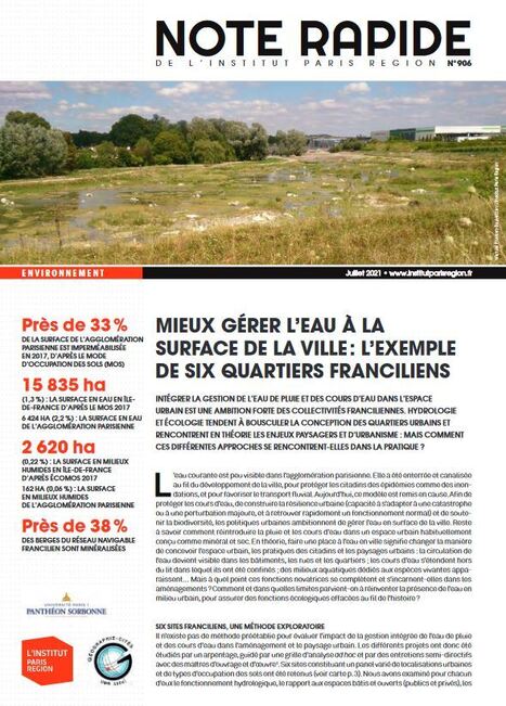 Mieux gérer l’eau à la surface de la ville : l’exemple de six quartiers franciliens - Note rapide de l'Institut Paris Région | ESPACES VEGETALISES URBAINS | Scoop.it