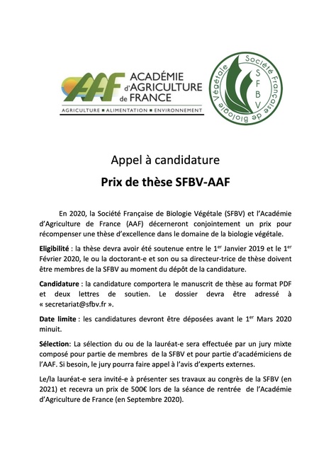 Prix de thèse de la Société Française de Biologie Végétale et de l’Académie d’Agriculture de France | Life Sciences Université Paris-Saclay | Scoop.it