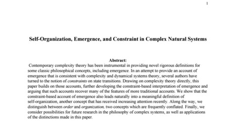 Self-Organization, Emergence, and Constraint in Complex Natural Systems | Bounded Rationality and Beyond | Scoop.it