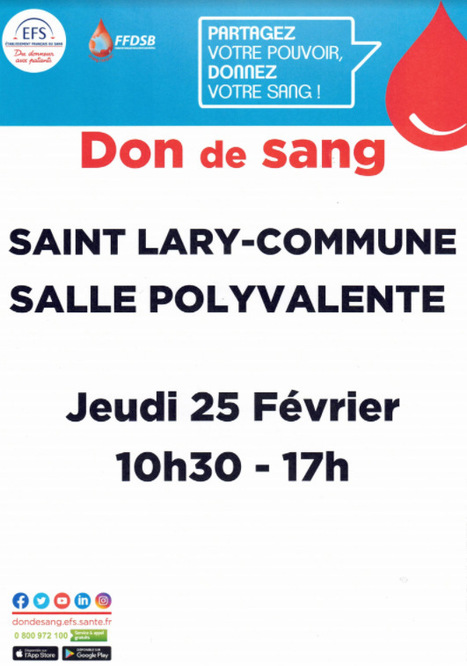 Collecte de sang le 25 février à Saint-Lary Soulan | Vallées d'Aure & Louron - Pyrénées | Scoop.it
