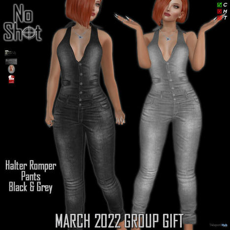 Denim Halter Romper Black & Gray March 2022 Group Gift by NoShot | Teleport Hub - Second Life Freebies | Second Life Freebies | Scoop.it