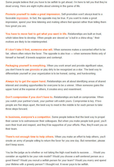 8 Reasons Why Being Selfish is a Dead End Strategy | Character | LEADERship | Moral | 21st Century Learning and Teaching | Scoop.it