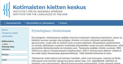 Bazaar: Evita - elektroninen etymologinen viitetietokanta | 1Uutiset - Lukemisen tähden | Scoop.it