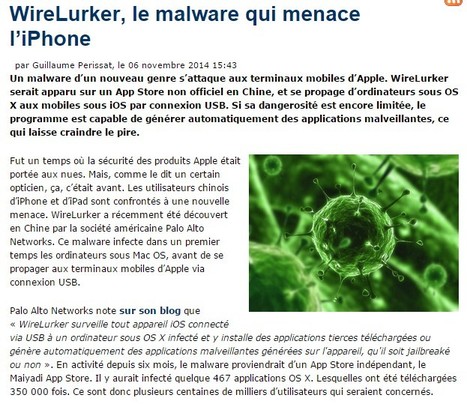 WireLurker, le malware qui menace l’iPhone | Cyber Security | Apple, Mac, MacOS, iOS4, iPad, iPhone and (in)security... | Scoop.it