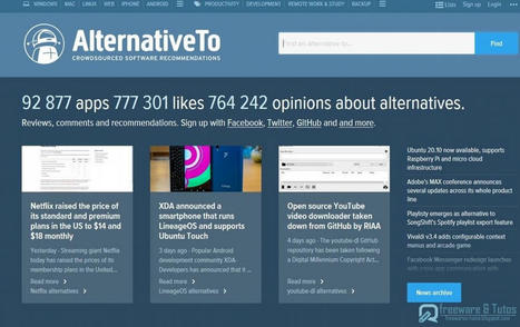 Le site du jour : AlternativeTo.net | Freewares | Scoop.it