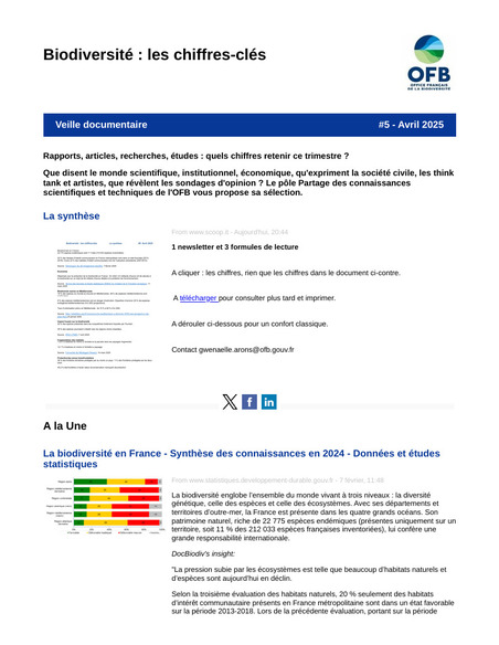 Biodiversité les chiffres-clés La newsletter #5 - Avril 2025.pdf | Biodiversité : les chiffres-clés | Scoop.it