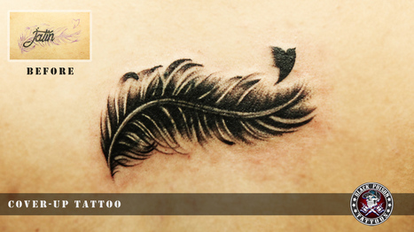 name feather tattoo cover up