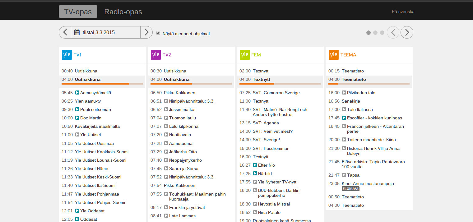 Ohjelmaopas TV yle.fi 1Uutiset Lukemise...