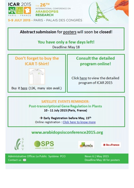 26th Conference on Arabidopsis, Newsletter, and deadline for poster abstract (May 18) | Plant Sciences | Scoop.it