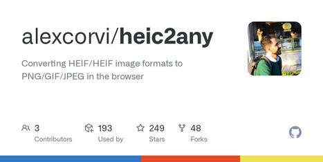 alexcorvi/heic2any: Converting HEIF/HEIF image formats to PNG/GIF/JPEG in the browser | Developer Resources | Scoop.it