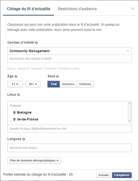 Pages Facebook : de nouveaux outils gratuits pour mieux cibler les publications | Community Management | Scoop.it
