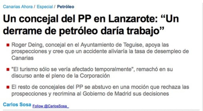 Un derrame de petróleo daría trabajo. Tweet from @XoseMorais | Partido Popular, una visión crítica | Scoop.it