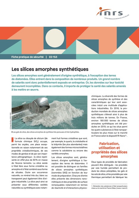 Les silices amorphes synthétiques | INRS | Prévention du risque chimique | Scoop.it