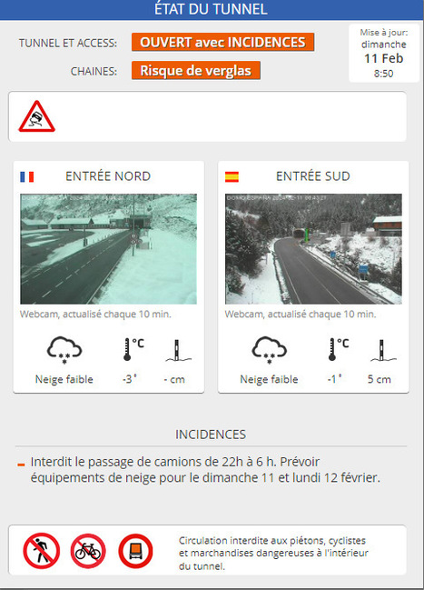 Conditions d'accès au Tunnel de Bielsa-Aragnouet le 11 février (08:50) | Vallées d'Aure & Louron - Pyrénées | Scoop.it