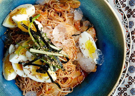 Cold Buckwheat Noodles with Kimchi and Eggs Recipe - Bon Appétit | The Asian Food Gazette. | Scoop.it