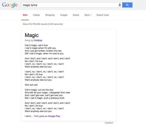 Google adds song lyrics to Knowledge Graph search results | iGeneration - 21st Century Education (Pedagogy & Digital Innovation) | Scoop.it