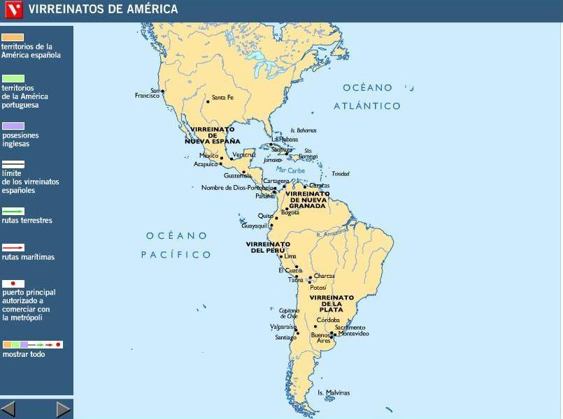 Virreinatos De América Mapa Interactiv 6211
