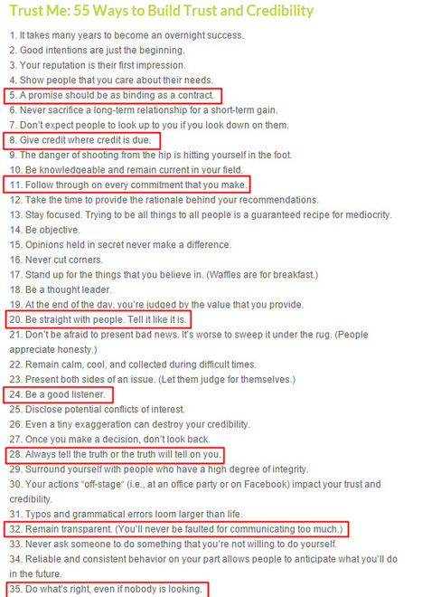 Trust Me: 55 Ways to Build Trust and Credibility | A GOOD Reminder | 21st Century Learning and Teaching | Scoop.it