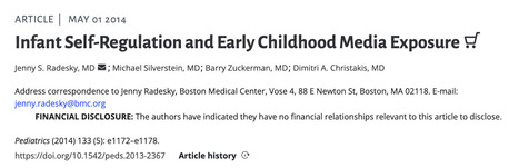 Infant Self-Regulation and Early Childhood Media Exposure // Pediatrics | Screen Time, Tech Safety & Harm Prevention Research | Scoop.it