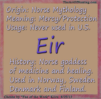The Art of Naming: Fan-Chosen Girl Name of the Week: Eir | Name News | Scoop.it