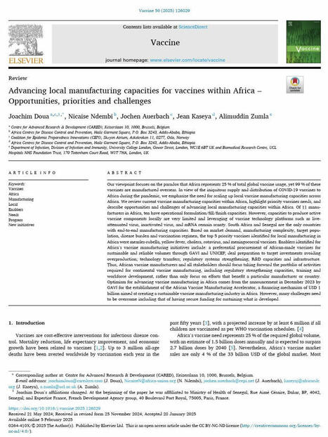 📄 A new review of current vaccine manufacturing capacities within Africa… | Immunization Economics | Hésitations Vaccinales: Observatoire HESIVAXs | Scoop.it