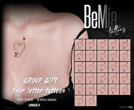 Your Letter Tattoos June 2024 Group Gift by BeMia Tattoos | Teleport Hub - Second Life Freebies | Second Life Freebies | Scoop.it