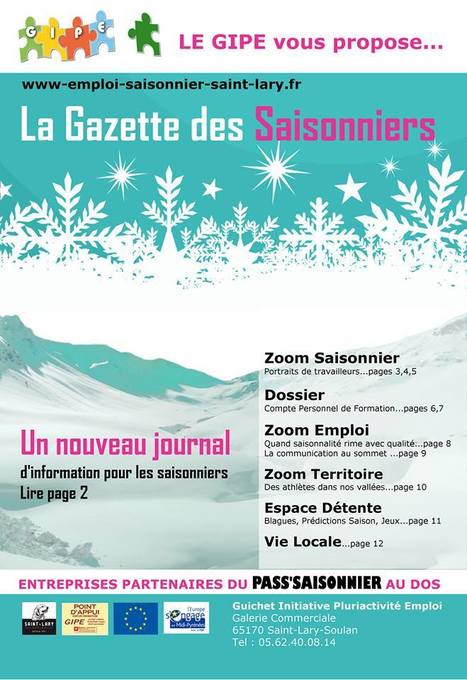 La Gazette des Saisonniers - Guichet Initiative Pluriactivité Emploi | Vallées d'Aure & Louron - Pyrénées | Scoop.it