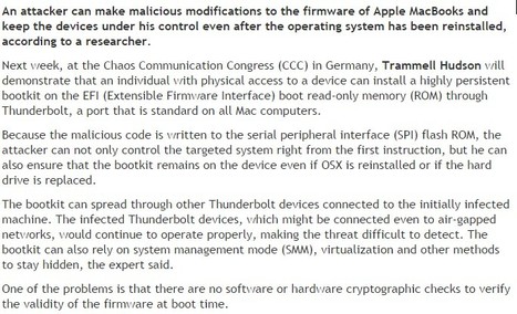 Researcher to Demonstrate Attack on Apple EFI Firmware | CyberSecurity | Apple, Mac, MacOS, iOS4, iPad, iPhone and (in)security... | Scoop.it