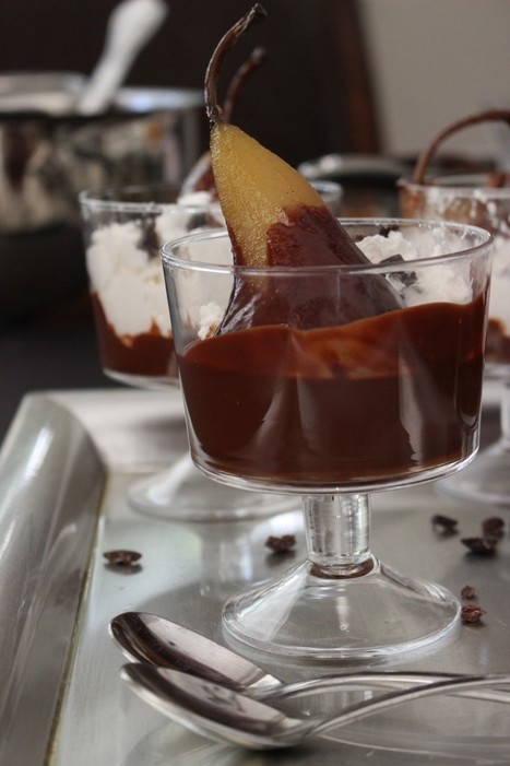 Poached Pears recipe with Chocolate Ganache - Vegan | The Chic Chocolate Curator | Scoop.it