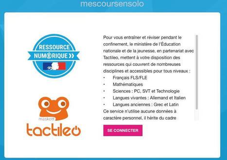 Mes Cours en Solo. Des ressources pédagogiques en libre accès pendant le confinement | Veille Éducative - L'actualité de l'éducation en continu | Scoop.it